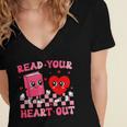 Read Your Heart Out Cute Reading Book Lover Women's Jersey Short Sleeve Deep V-Neck Tshirt