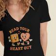Read Your Heart Out Teacher Valentines Reading Book Love Women's Jersey Short Sleeve Deep V-Neck Tshirt Read Your Heart Out Teacher Valentines Reading Book Love Women's Jersey Short Sleeve Deep V-Neck Tshirt