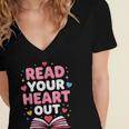 Read Your Heart Out Valentine Reading Book For Kid Teacher Women's Jersey Short Sleeve Deep V-Neck Tshirt Read Your Heart Out Valentine Reading Book For Kid Teacher Women's Jersey Short Sleeve Deep V-Neck Tshirt