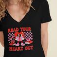 Read Your Heart Out Valentine Reading Book Kid Teacher Women's Jersey Short Sleeve Deep V-Neck Tshirt