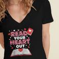 Read Your Heart Out Valentines Day Reading Book Kids Teacher Women's Jersey Short Sleeve Deep V-Neck Tshirt Read Your Heart Out Valentines Day Reading Book Kids Teacher Women's Jersey Short Sleeve Deep V-Neck Tshirt