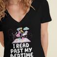 I Read Past My Bedtime Reading Unicorn Book Lover Women's Jersey Short Sleeve Deep V-Neck Tshirt