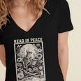 Read In Peace Skeleton Book Lover Bookworm Book Women's Jersey Short Sleeve Deep V-Neck Tshirt