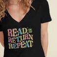 Read Return Repeat Read Reading Book Librarian Men Women Women's Jersey Short Sleeve Deep V-Neck Tshirt