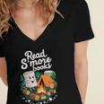 Read S'More Books Around Campfire National Book Week Women's Jersey Short Sleeve Deep V-Neck Tshirt
