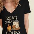 Read S'More Books Campfire Reading Book Lovers Camper Women's Jersey Short Sleeve Deep V-Neck Tshirt Read S'More Books Campfire Reading Book Lovers Camper Women's Jersey Short Sleeve Deep V-Neck Tshirt