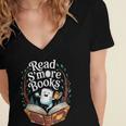 Read S'More Books Camping Outdoors Travel Campfire Women's Jersey Short Sleeve Deep V-Neck Tshirt