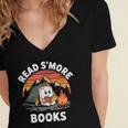 Read S'More Books Cute Campfire Reading Book Lovers Women's Jersey Short Sleeve Deep V-Neck Tshirt
