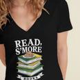 Read S'More Books Marshmallow Reading Smores Women's Jersey Short Sleeve Deep V-Neck Tshirt