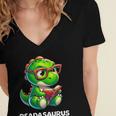 Readasaurus Reading Dinosaur Book Reader Bookworm Women's Jersey Short Sleeve Deep V-Neck Tshirt Readasaurus Reading Dinosaur Book Reader Bookworm Women's Jersey Short Sleeve Deep V-Neck Tshirt