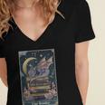 The Reader Tarot Card Book Dragon Romantasy Fantasy Bookish Women's Jersey Short Sleeve Deep V-Neck Tshirt