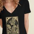 The Reader Tarot Card Book Lover Skeleton Reading Book Women's Jersey Short Sleeve Deep V-Neck Tshirt The Reader Tarot Card Book Lover Skeleton Reading Book Women's Jersey Short Sleeve Deep V-Neck Tshirt