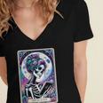 The Reader Tarot Card Reading Skeleton Skull Book Lover Women's Jersey Short Sleeve Deep V-Neck Tshirt The Reader Tarot Card Reading Skeleton Skull Book Lover Women's Jersey Short Sleeve Deep V-Neck Tshirt