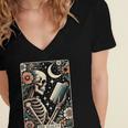 The Reader Tarot Card Skeleton Reading Book Bookworm Bookish Women's Jersey Short Sleeve Deep V-Neck Tshirt The Reader Tarot Card Skeleton Reading Book Bookworm Bookish Women's Jersey Short Sleeve Deep V-Neck Tshirt