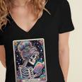 The Reader Tarot Card Women Book Lover Librarian Read Women's Jersey Short Sleeve Deep V-Neck Tshirt
