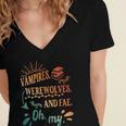 Readers Books Lovers BFF Books Club Paranormal Romance Reading Book Vampires Werewolves & Fae -Adults Short Sleeve Women's Jersey Short Sleeve Deep V-Neck Tshirt