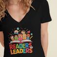 Readers Are Leaders Motivational Reading Book Quote Women's Jersey Short Sleeve Deep V-Neck Tshirt Readers Are Leaders Motivational Reading Book Quote Women's Jersey Short Sleeve Deep V-Neck Tshirt