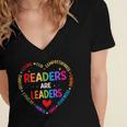 Readers Are Leaders Reading Teacher Women Kids Book Lovers Women's Jersey Short Sleeve Deep V-Neck Tshirt
