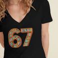 Reading 67 Six Seven Meme Teacher Book Lover Bookshelf Women's Jersey Short Sleeve Deep V-Neck Tshirt