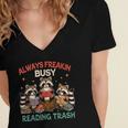 Reading Book Lover Racoon Always Freakin Busy Reading Trash Women's Jersey Short Sleeve Deep V-Neck Tshirt Reading Book Lover Racoon Always Freakin Busy Reading Trash Women's Jersey Short Sleeve Deep V-Neck Tshirt