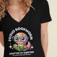 Reading Book Lovers Glasses Cartoon Worm Books Cute Bookworm Women's Jersey Short Sleeve Deep V-Neck Tshirt