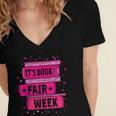 Reading Books Its Book Fair Week Women's Jersey Short Sleeve Deep V-Neck Tshirt Reading Books Its Book Fair Week Women's Jersey Short Sleeve Deep V-Neck Tshirt