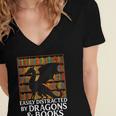 Reading Dragon Easily Distracted By Dragons And Books Women's Jersey Short Sleeve Deep V-Neck Tshirt Reading Dragon Easily Distracted By Dragons And Books Women's Jersey Short Sleeve Deep V-Neck Tshirt