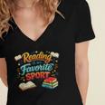 Reading Is My Favorite Sport Book Lover Women's Jersey Short Sleeve Deep V-Neck Tshirt