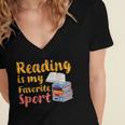 Reading Is My Favorite Sport Book Lovers Women's Jersey Short Sleeve Deep V-Neck Tshirt