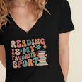 Reading Is My Favorite Sport Retro Groovy Book Lovers Women's Jersey Short Sleeve Deep V-Neck Tshirt Reading Is My Favorite Sport Retro Groovy Book Lovers Women's Jersey Short Sleeve Deep V-Neck Tshirt