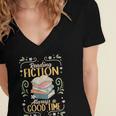 Reading Fiction Always A Good Time Book Reading Bookworm Women's Jersey Short Sleeve Deep V-Neck Tshirt Reading Fiction Always A Good Time Book Reading Bookworm Women's Jersey Short Sleeve Deep V-Neck Tshirt