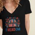 Reading Freadom Freedom Book Lover 4th Of July Men Women Women's Jersey Short Sleeve Deep V-Neck Tshirt Reading Freadom Freedom Book Lover 4th Of July Men Women Women's Jersey Short Sleeve Deep V-Neck Tshirt