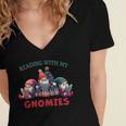 Reading With My Gnomies Reading Book Christmas Women's Jersey Short Sleeve Deep V-Neck Tshirt Reading With My Gnomies Reading Book Christmas Women's Jersey Short Sleeve Deep V-Neck Tshirt