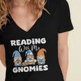 Reading With My Gnomies Gnomes Books Lover Bookworm Women's Jersey Short Sleeve Deep V-Neck Tshirt Reading With My Gnomies Gnomes Books Lover Bookworm Women's Jersey Short Sleeve Deep V-Neck Tshirt