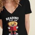 Reading Is My Jam I Love To Read Books Women's Jersey Short Sleeve Deep V-Neck Tshirt