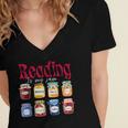 Reading Is My Jam Teacher Student Book Lovers Women's Jersey Short Sleeve Deep V-Neck Tshirt