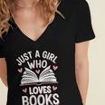 Reading Just A Girl Who Loves Books Women's Jersey Short Sleeve Deep V-Neck Tshirt Reading Just A Girl Who Loves Books Women's Jersey Short Sleeve Deep V-Neck Tshirt