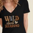 Reading Lover Wild About Reading Reading Books And Bookworm Women's Jersey Short Sleeve Deep V-Neck Tshirt