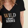 Reading Lover Wild About Books Reading Books And Bookworm Women's Jersey Short Sleeve Deep V-Neck Tshirt