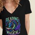 Reading Is Magical Dragon Tee Perfect For Book Lovers Kids Women's Jersey Short Sleeve Deep V-Neck Tshirt