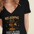 Reading Makes Me Feel Less Murdery Book Dragon Women's Jersey Short Sleeve Deep V-Neck Tshirt