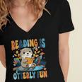Reading Is Otterly Fun Sea Otter Book Lover Bookworm Women's Jersey Short Sleeve Deep V-Neck Tshirt
