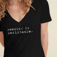 Reading Is Resistance Banned Books Women's Jersey Short Sleeve Deep V-Neck Tshirt