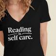 Reading Is Self Care Bookworm Reading Book Lovers Women's Jersey Short Sleeve Deep V-Neck Tshirt