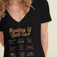 Reading Is Self Care Mental Health Read More Book Women's Jersey Short Sleeve Deep V-Neck Tshirt Reading Is Self Care Mental Health Read More Book Women's Jersey Short Sleeve Deep V-Neck Tshirt