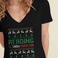 Reading Is Snow Much Fun Winter Bookworm Reading Book Lovers Women's Jersey Short Sleeve Deep V-Neck Tshirt Reading Is Snow Much Fun Winter Bookworm Reading Book Lovers Women's Jersey Short Sleeve Deep V-Neck Tshirt