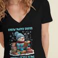 Reading Snow So Many Books Christmas Snow Little Time Women's Jersey Short Sleeve Deep V-Neck Tshirt Reading Snow So Many Books Christmas Snow Little Time Women's Jersey Short Sleeve Deep V-Neck Tshirt