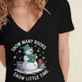 Reading Snowman So Many Books Christmas Books Readers Women's Jersey Short Sleeve Deep V-Neck Tshirt