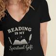 Reading Is My Spiritual Present Book Lover Reader Women's Jersey Short Sleeve Deep V-Neck Tshirt