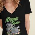 Reading Trash Racoon Bookworm Bookish Librarian Book Lover Women's Jersey Short Sleeve Deep V-Neck Tshirt Reading Trash Racoon Bookworm Bookish Librarian Book Lover Women's Jersey Short Sleeve Deep V-Neck Tshirt